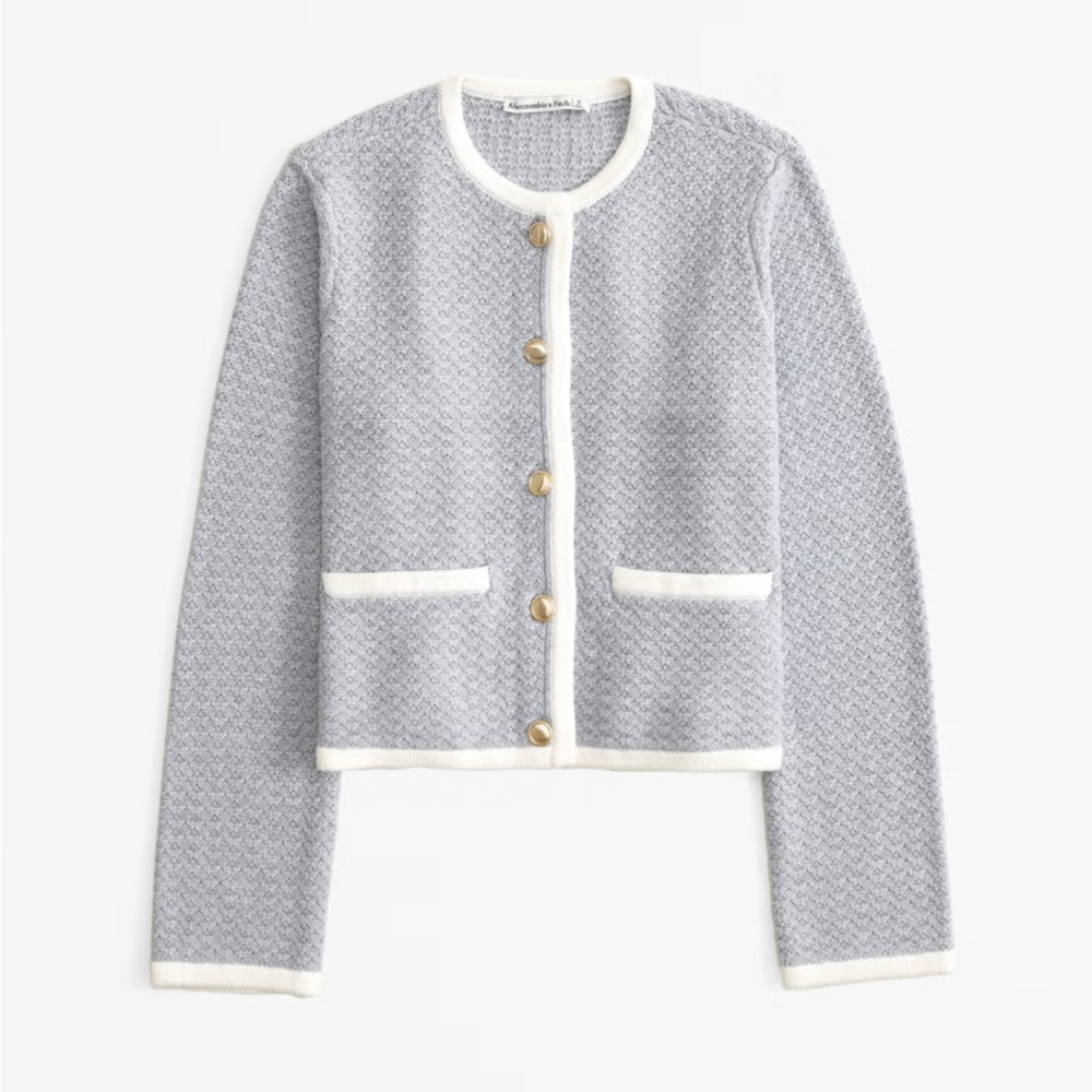 [A&F] Textural Crew Sweater Jacket